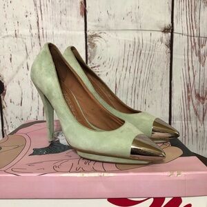 Jeffrey Campbell BULLET NS Mint Green High Heels Silver mEtallic toe Accent 7